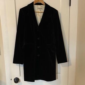 J. Peterman black velvet mid-length coat - size M - NWOT